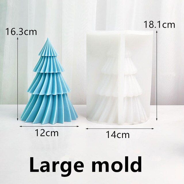 Large Geometric Spinning Pine Silicone Candle Mold Handmade Christmas Tree Aromatherapy Gypsum Resin Soap Mould Home Decor Gifts