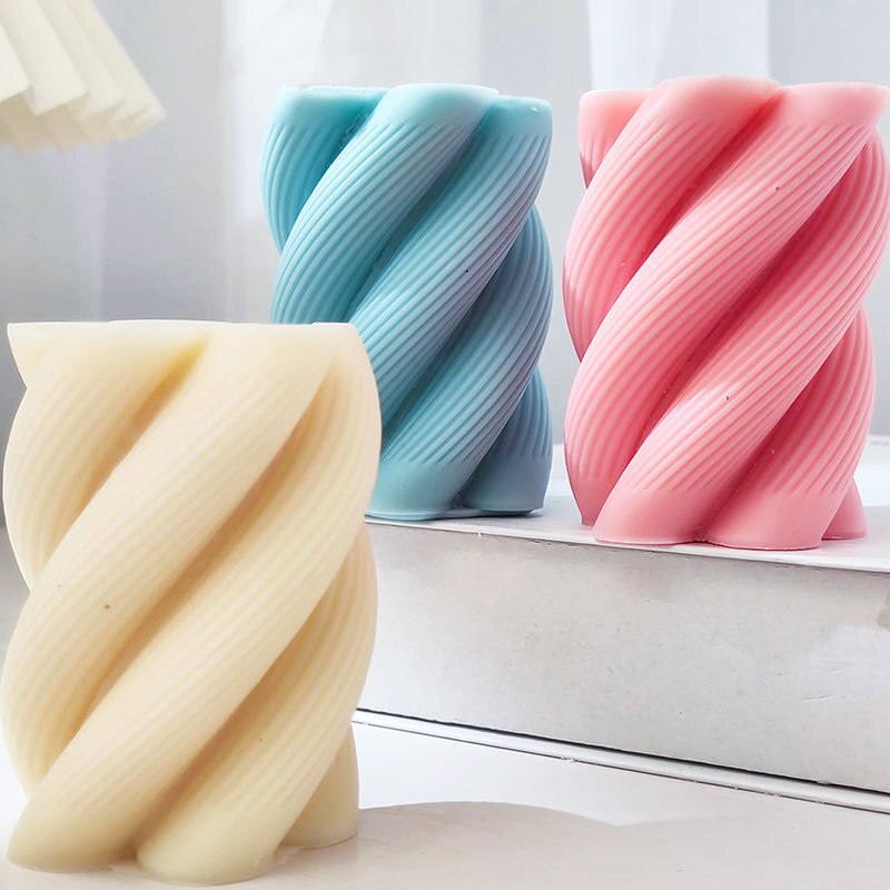 Ribbed Swirl Twisted Candle Silicone Molds Wave Twirl Pillar Spiral Silicone Mould Geometric Abstract Wavy Candle Mould