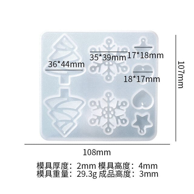 1PCS Christmas Ear Studs Resin Mold Crystal Epoxy Resin Mold Mini Heart Shaped Animal Mold DIY Craft Jewelry Earring Making Tool