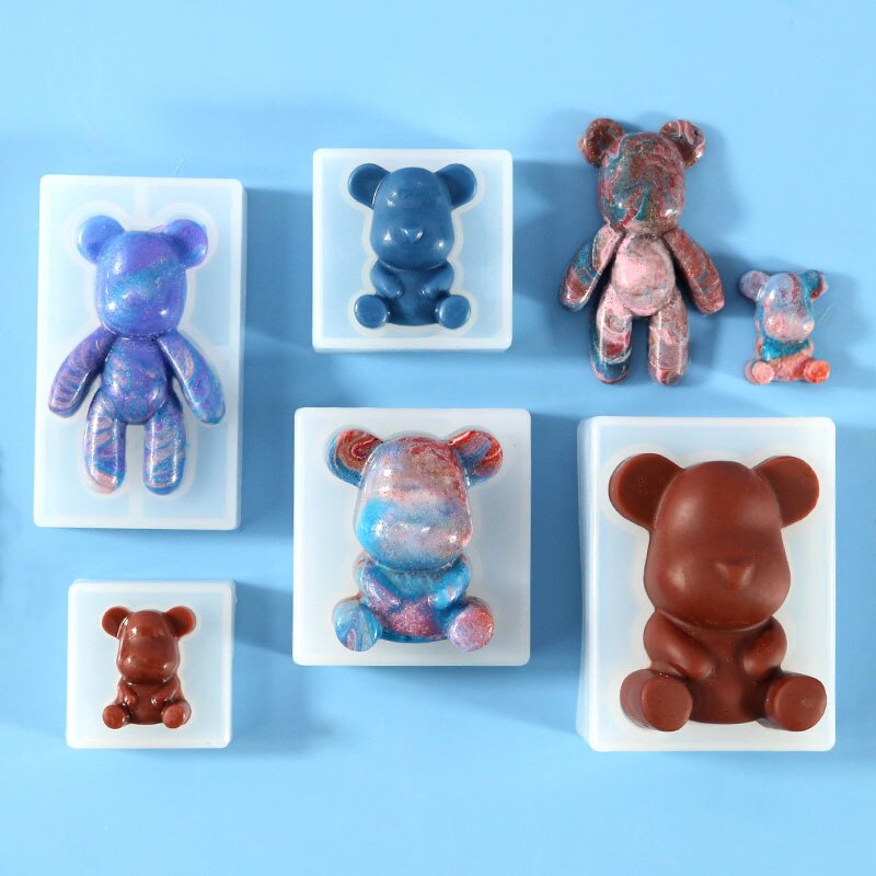 Silicone Bear Shape Mould Animals UV Molds For Resin Jewelry DIY Mold Resin Molds Transparent Making Tool DIY Kids Toy Wedding