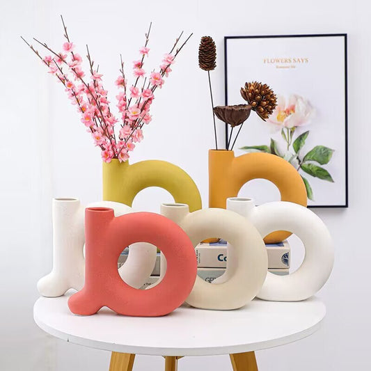 Large Abstract Nordic letter shaped vase epoxy resin silicone mold Irregular Tube Vase Concrete Cement Gypsum Silicone Mold