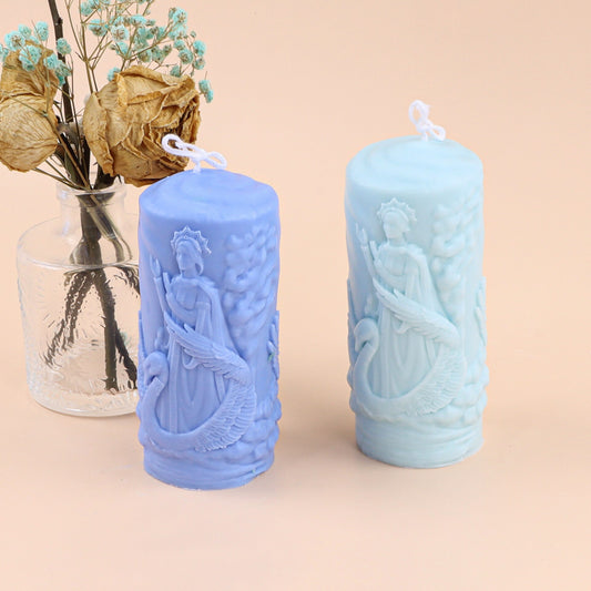 Goddess relief cylinder candle silicone mold Women's pattern candle silicone mold Swan flying bird soap candle silicone mold