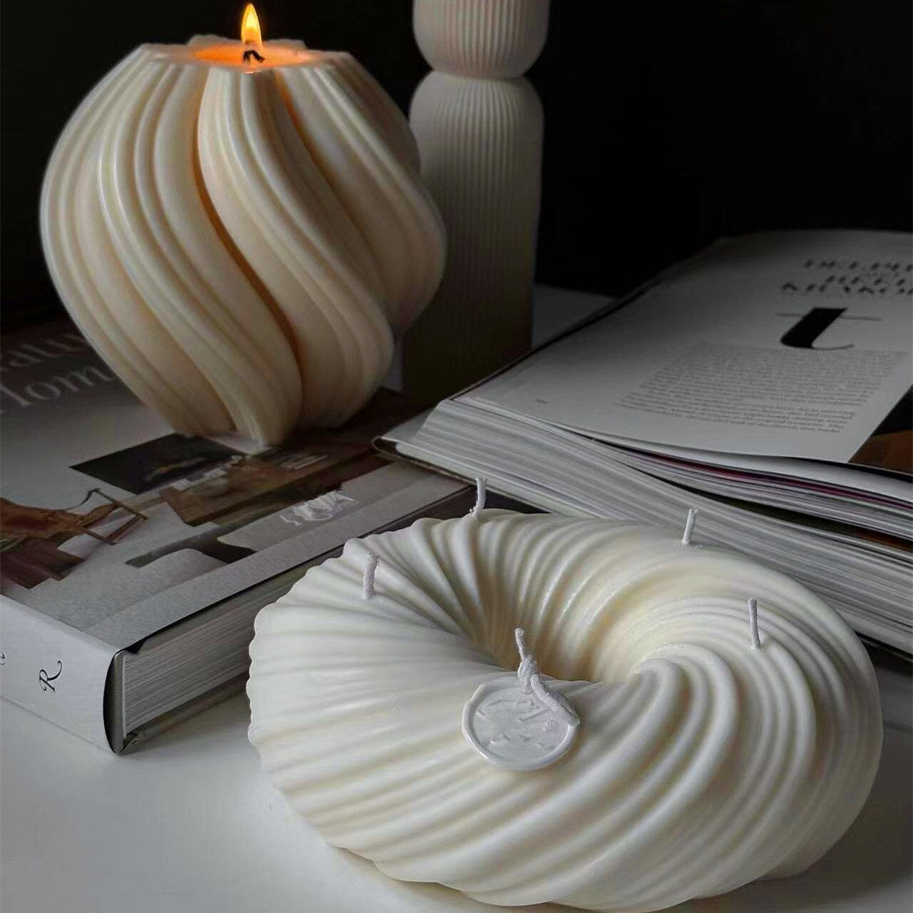 Large Rotating Wave Candle Silicone Mold Donut Knot Geometry Candle Silicone Mold Home decor gifts clay molds PC Mold