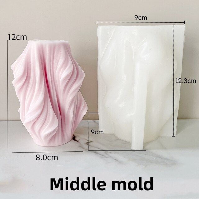 3D Several Wave Rotating Ball Silicone Candle Mold Geometric Irregular Art Ball Column Gypsum Epoxy Resin Ornament Silicon Molds