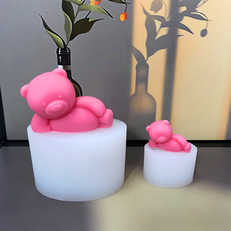 Cute Bear Mold Lazy Bear Shape 3D Silicone Mold Candle Mold for Candle Making DIY Soap Molds cake mold Side lying bear Cake Mold