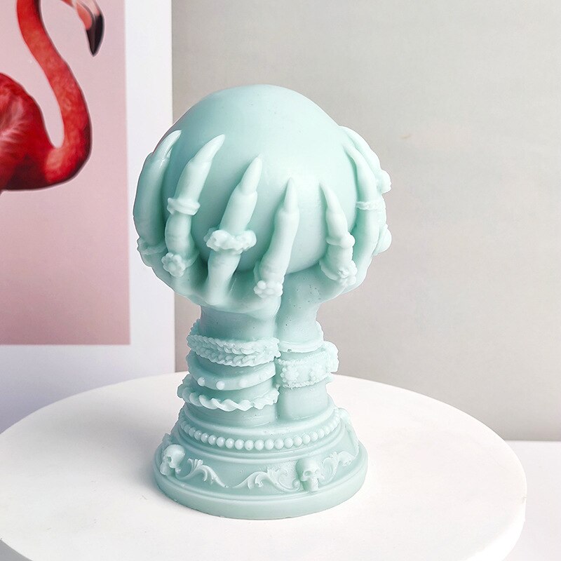 DIY Rose Hand Crystal Epoxy Resin Mold Ghost Claw Magic Hand Crystal Ball Halloween Home Decoration Candle Silicone Mould