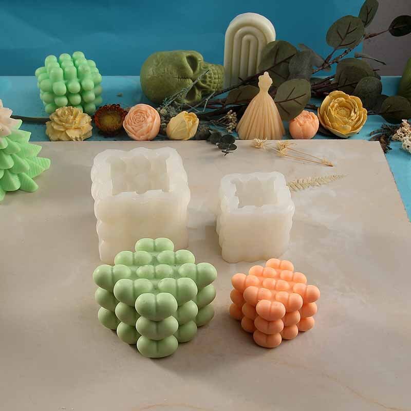 Love Silicone Candle Mold Heart shaped Rubik's Cube Candle Silicone Mold Home Decoration Cake Chocolate Silicone Mold clay molds