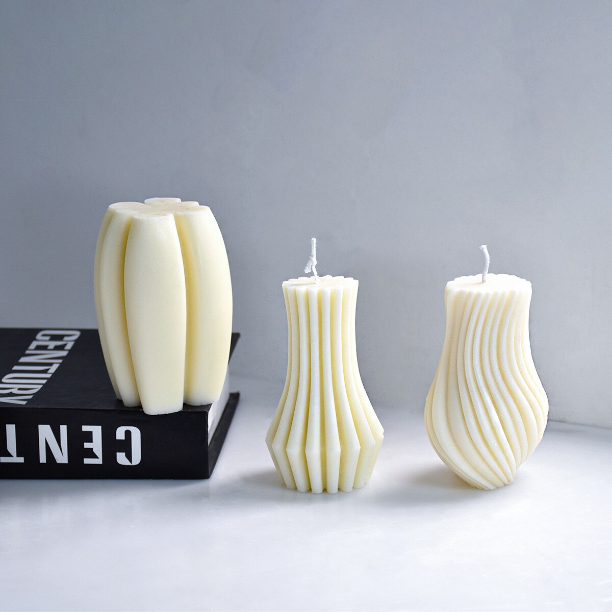 DIY Irregular geometric stripe wavy column candle silicone mold rotary stripe candle silicone mold home decoration clay mold