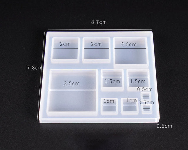 A variety of heart-shaped round oval rectangular silicone stud molds Mixed jewelry epoxy resin molds DIY jewelry making tools