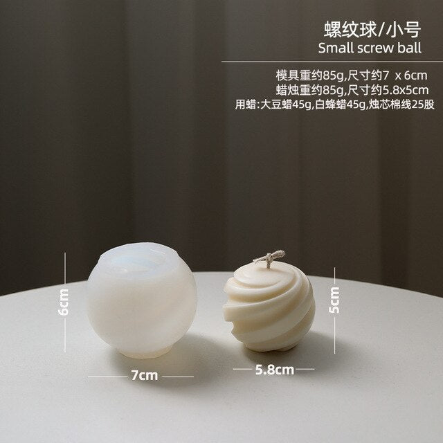 Geometric split ball candle silicone mold spiral rotating ball cake chocolate silicone mold water ripple ball silicone mold