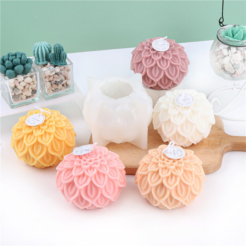 Flower ball Candle Silicone Mold DIY Lotus Petals Flowers Candle Making Tool Soap Resin Mold Valentine's Gifts Craft Home Decor