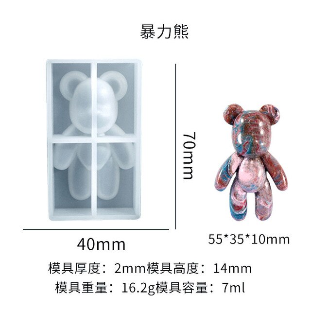 Silicone Bear Shape Mould Animals UV Molds For Resin Jewelry DIY Mold Resin Molds Transparent Making Tool DIY Kids Toy Wedding