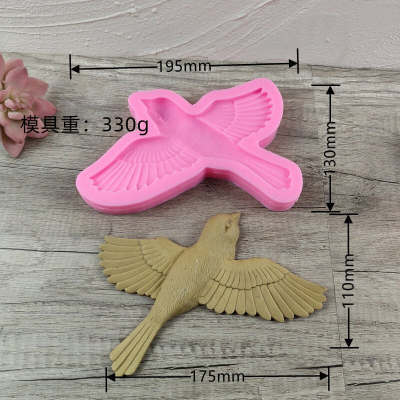 Lagre Bird epoxy resin silicone mold Bird pendant Cement concrete gypsum silicone mold Home decoration