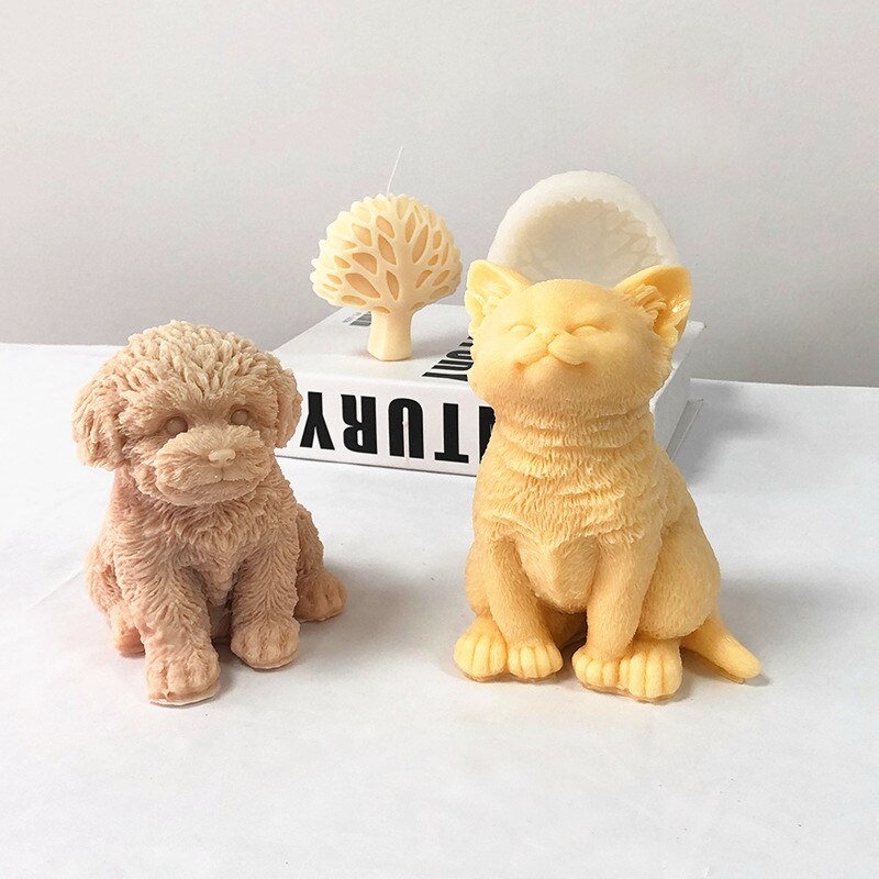 Large Dog Candle Mold Animal Teddy Puppies Soy Wax Silicone Mould Puppy Dog Lover Home Decor Christmas Gift Craft Supplies