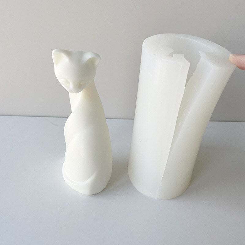 Large 15cm Cat Candle Mold Squatting Cat Shaped Gypsum Candle Silicone Mold Household Decor DIY Aromatic Candle Mold clay mold