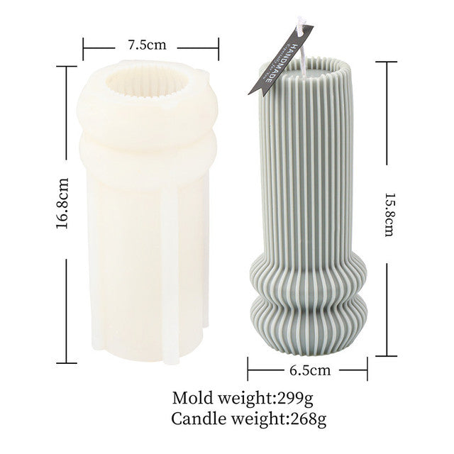 DIY New Cylindrical Tall Twirl Pillar Candle Mold Ribbed Aesthetic Twist Swirl Silicone Mould Geometric Striped Soy Wax Mold