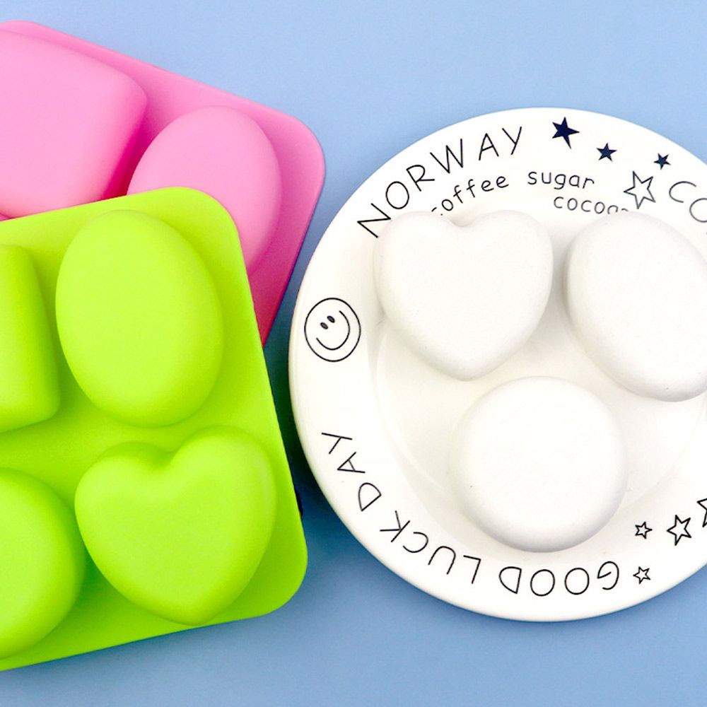 Craft 4 Cavities Cylinder Round Oval Heart Square Shape Soaps Supplies Cake Mould Silicone Soap Mold Pudding Candy Mold