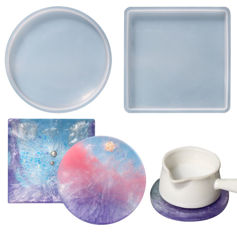 Round Coaster Mold Silicone Epoxy Resin Casting Clay Mould DIY Jewelry Pendant Making Tool Art Translucent Circle Coaster Pan