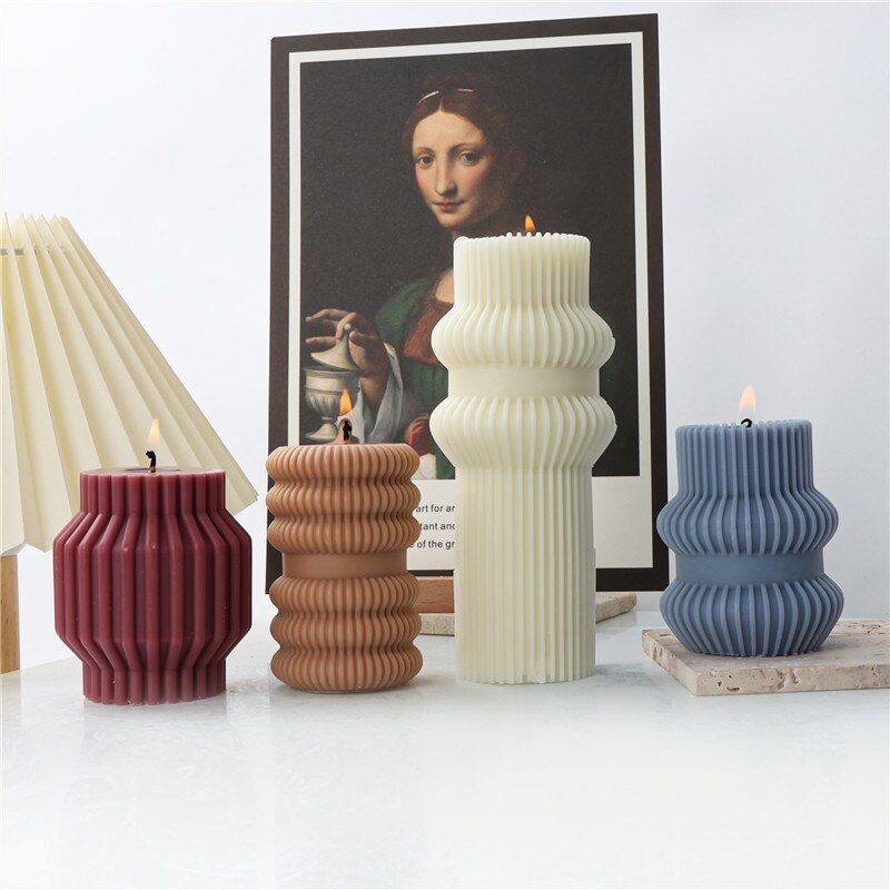 Striped Geometry Candle Silicone Mold for Handmade Chocolate Decoration Gypsum Aromatherapy Soap Resin Candle Silicone Mould