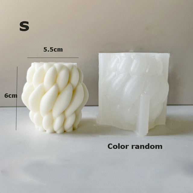 3D Several Wave Rotating Ball Silicone Candle Mold Geometric Irregular Art Ball Column Gypsum Epoxy Resin Ornament Silicon Molds