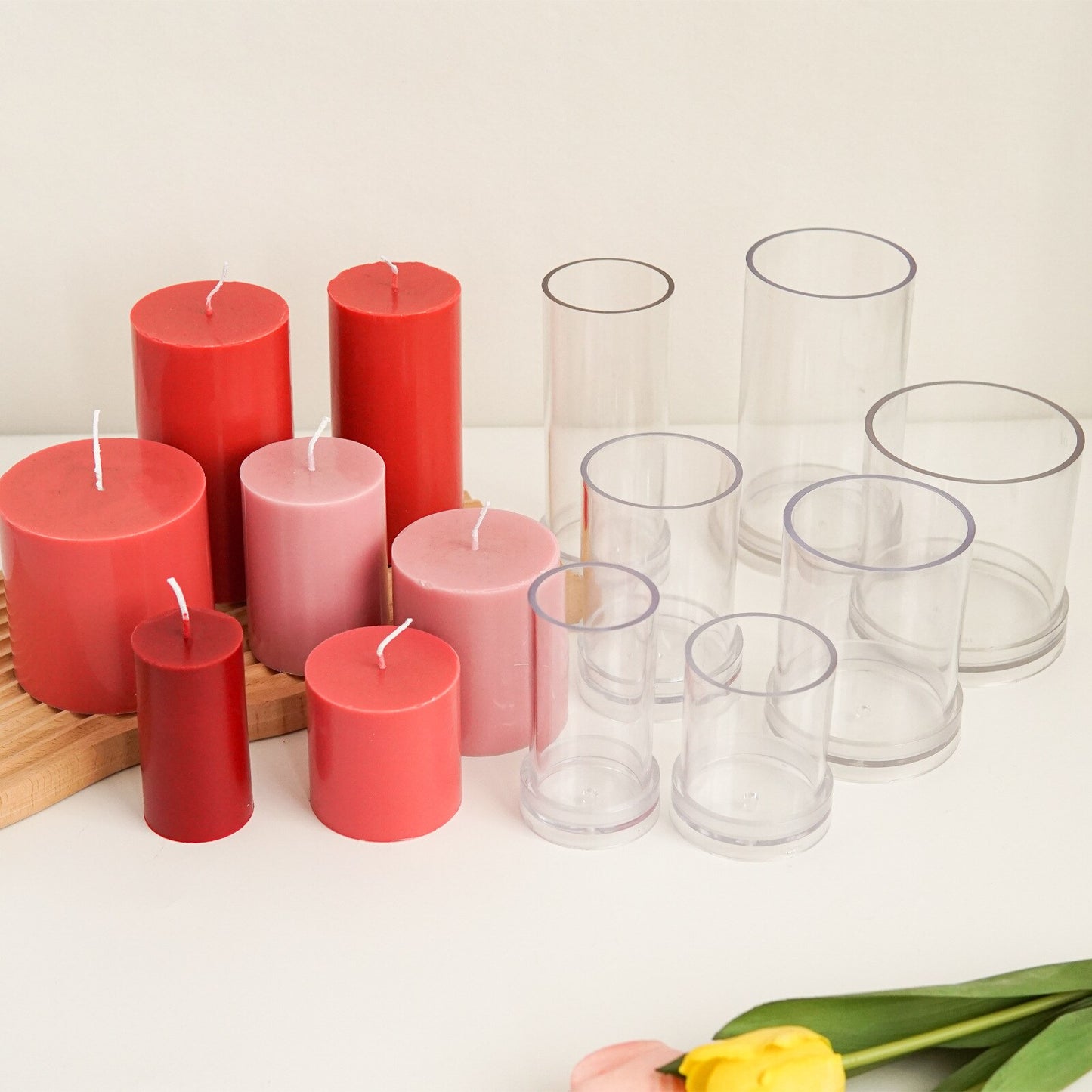 Various 3D Cylindrical Candle Mould Plastics Diy Candle Making Supplies Molds Forms for Candles Mold Jars Moulds acrylic mold