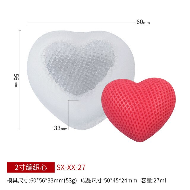 Silicone Candle Mold 3D Grid Heart Shape Scented Candle Soap Mould Mousse Chocalete Cake Mold Plaster Resin Ornament Making Tool