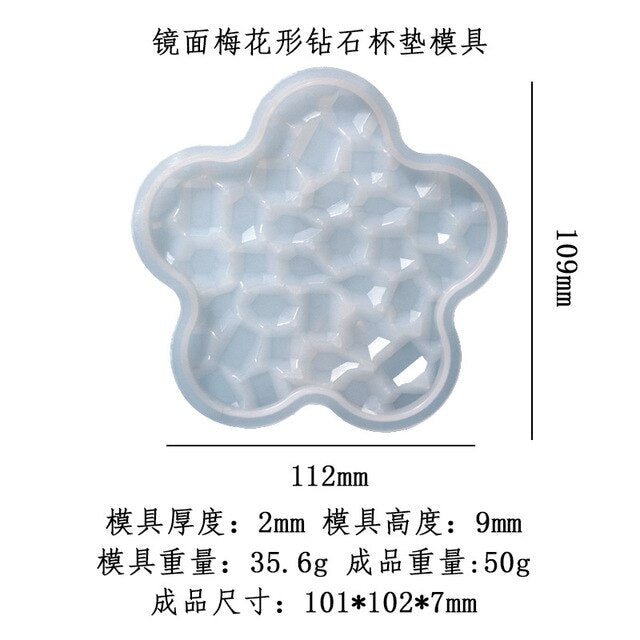 DIY Coaster Silicone Molds Crystal Epoxy Resin Mold AgatePlum Diamond Pattern Coaster Pendulum Home Decoration Cup Tray Jewelry
