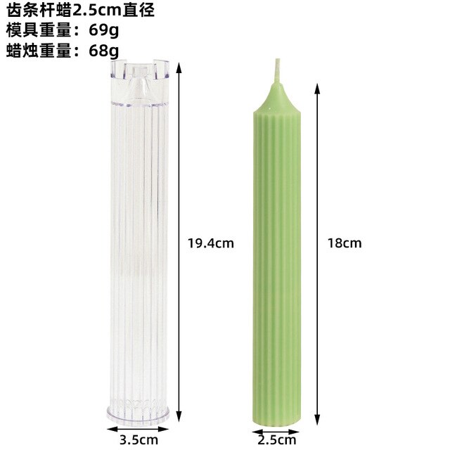 Rack cylindrical candle acrylic mold church spire rod fine stripe fine tooth plastic mold aromatherapy candle DIY clay mold