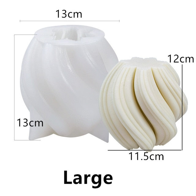 3D Several Wave Rotating Ball Silicone Candle Mold Geometric Irregular Art Ball Column Gypsum Epoxy Resin Ornament Silicon Molds