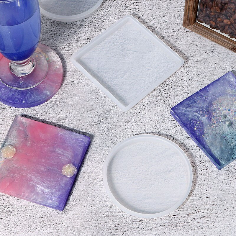 Round Coaster Mold Silicone Epoxy Resin Casting Clay Mould DIY Jewelry Pendant Making Tool Art Translucent Circle Coaster Pan