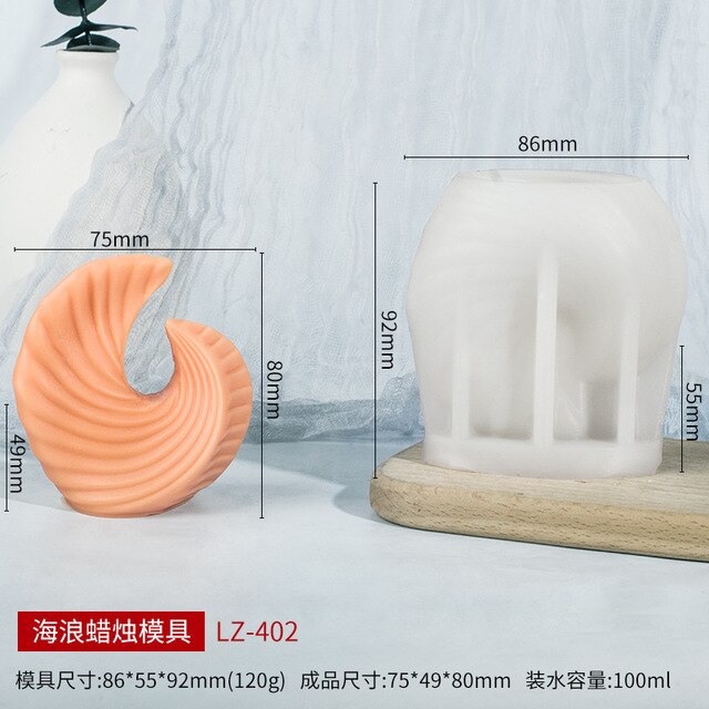 3D Swirl Twisted Knot Candle Molds Wave Twirl Taper Spiral Silicone Mould Geometric Abstract Decorative Wavy Soy Wax Mold clay