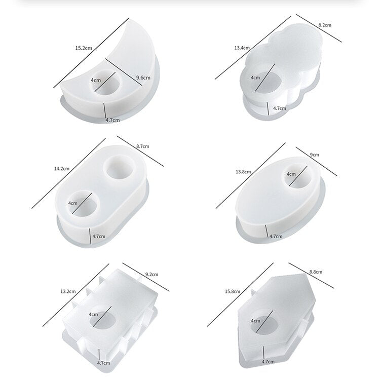 DIY Candlestick Resin Silicone Mold Concrete Candle Moon Heart Oval Rectangle Candle Stand Mold Gypsum Epoxy Resin Mold Ornament