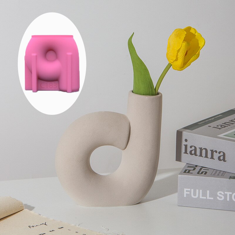 New Household Vase Shape Succulent Flower Pot Ashtray Pen Holder Silicone Mold Scented Molds For Gypsum and Concrete Stone Carve