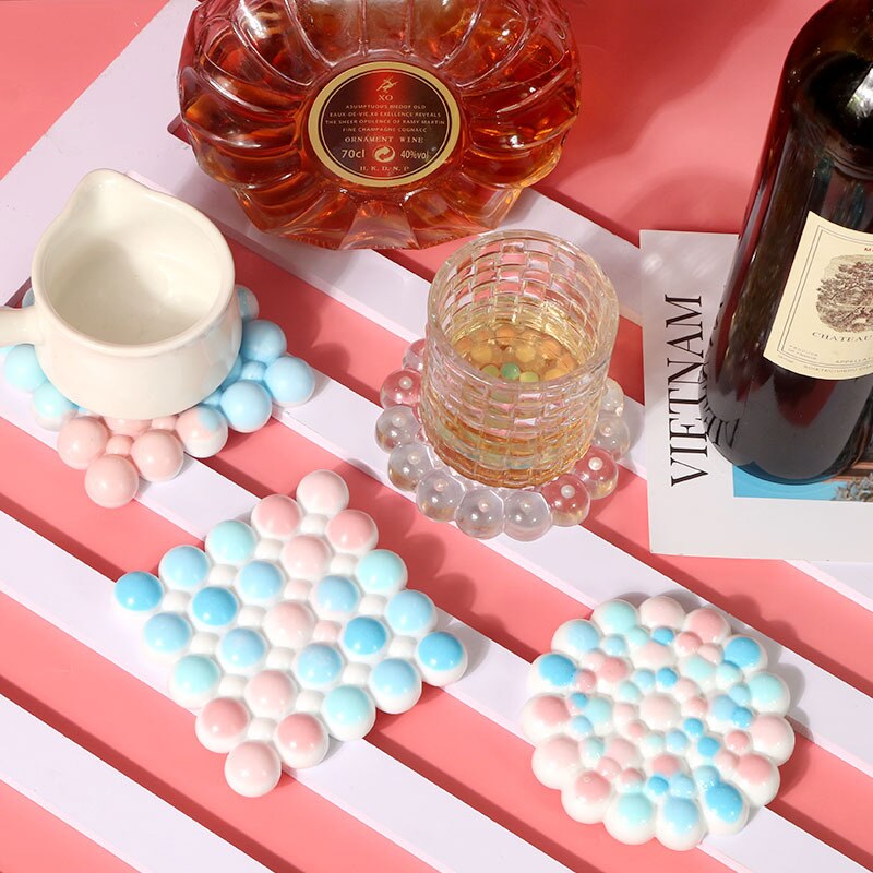 DIY Square Round Bubble Coaster Crysta UV Resin Molds Jewelry Accessories Handcraft Mould for Making Tray Home Decor Crafts Gift