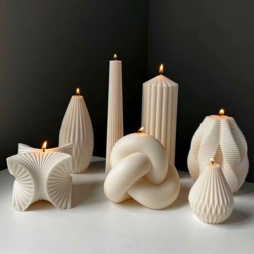 Pillar Swirl Candle Molds Wave Twirl Taper Spiral Silicone Mould Geometric Abstract Decorative Wavy Soy Wax Mold Acrylic mold