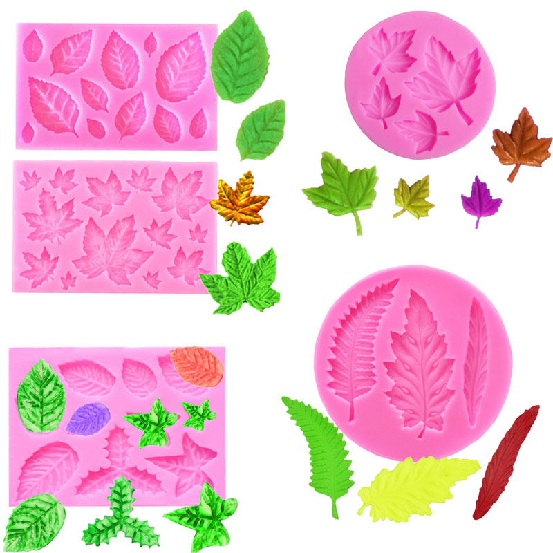 Silicone Molds For Cake Decoration Tools DIY Chocolate Various Leaf Maple Leaf Resin Molds For Fondant Kitchen Baking Supplies