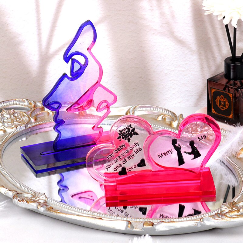 DIY Crystal Epoxy Resin Mold Love Heart Photo Silicone Mold Couple Theme Stand-up Tabletop Ornaments Love Photo Frame Home Decor