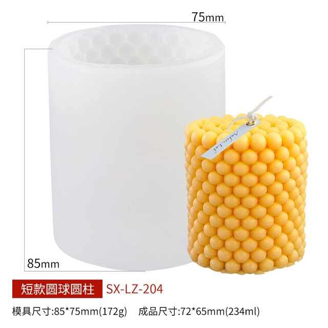 Regular geometry candle Acrylic mold stripe Cylindrical candle Plastic mold Spherical cylinder candle Silicone mould Home decor