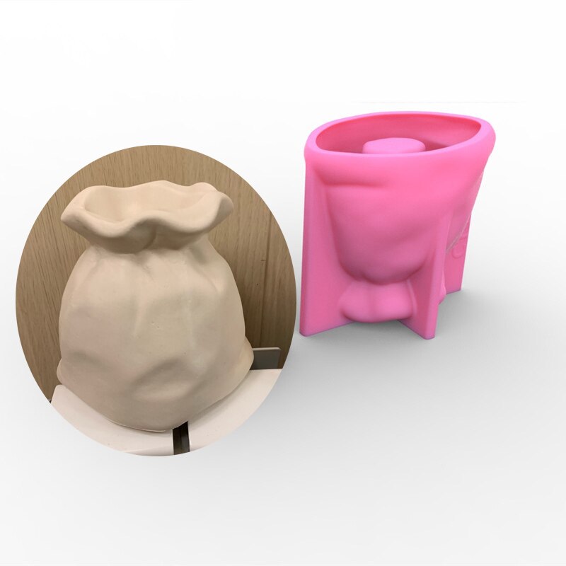 Money Cloth Bag Vase Succulent Flower Pot Pen Holder Silicone Mold Gypsum form Scented Stone Ornaments Homemade Handicraft