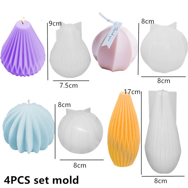 DIY Candle Silicone mold Line Stripe Cylinder Ball Candle Silicone Mold Geometric Shape Soap Silicone Mold craft clay molds