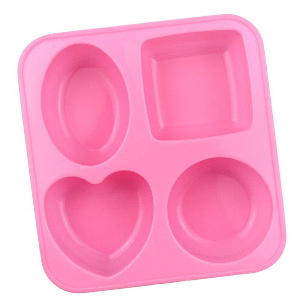Craft 4 Cavities Cylinder Round Oval Heart Square Shape Soaps Supplies Cake Mould Silicone Soap Mold Pudding Candy Mold