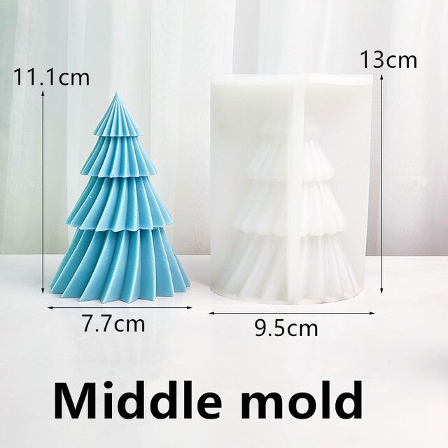 Large Geometric Spinning Pine Silicone Candle Mold Handmade Christmas Tree Aromatherapy Gypsum Resin Soap Mould Home Decor Gifts