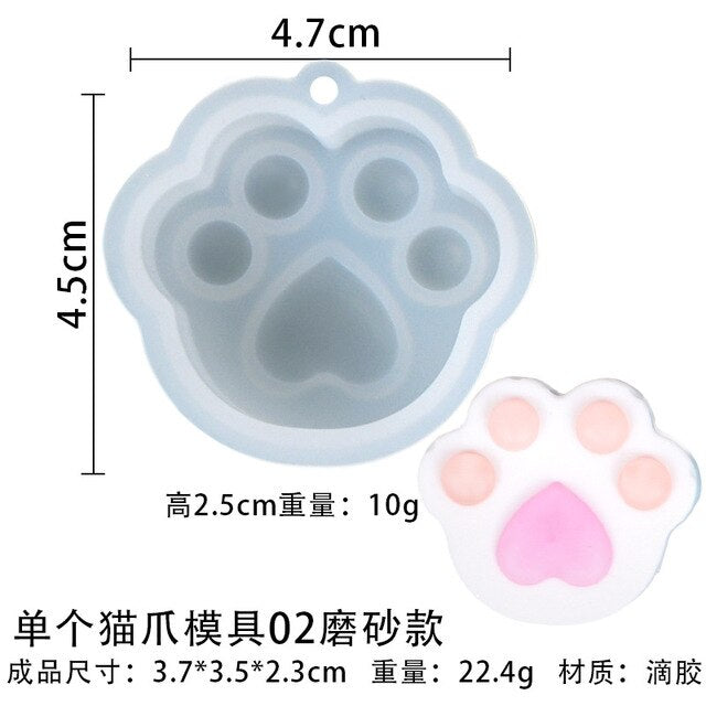 Mini Cat Paw Pendant Silicone Mold Keychain Pendants Epoxy Resin Molds for DIY Epoxy Resin Crafting Mould Jewelry Making Crasfs