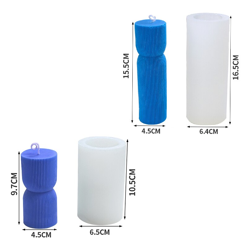 3D Cylindrical Stripe Silicone Candle Mold Fragrant Beautiful Geometric Diy Epoxy Resin Mold Home Decor Candle Making Kit Form