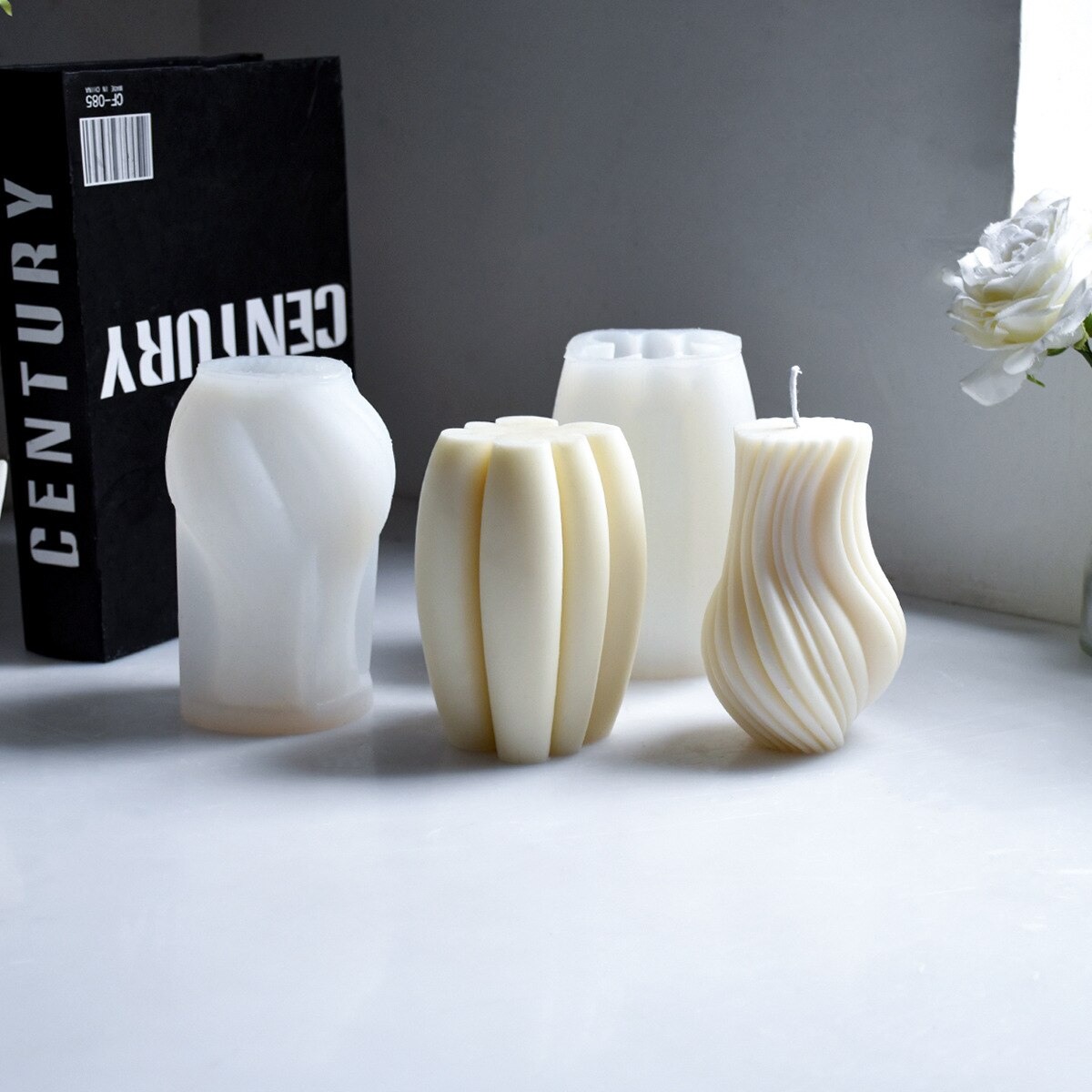DIY Irregular geometric stripe wavy column candle silicone mold rotary stripe candle silicone mold home decoration clay mold