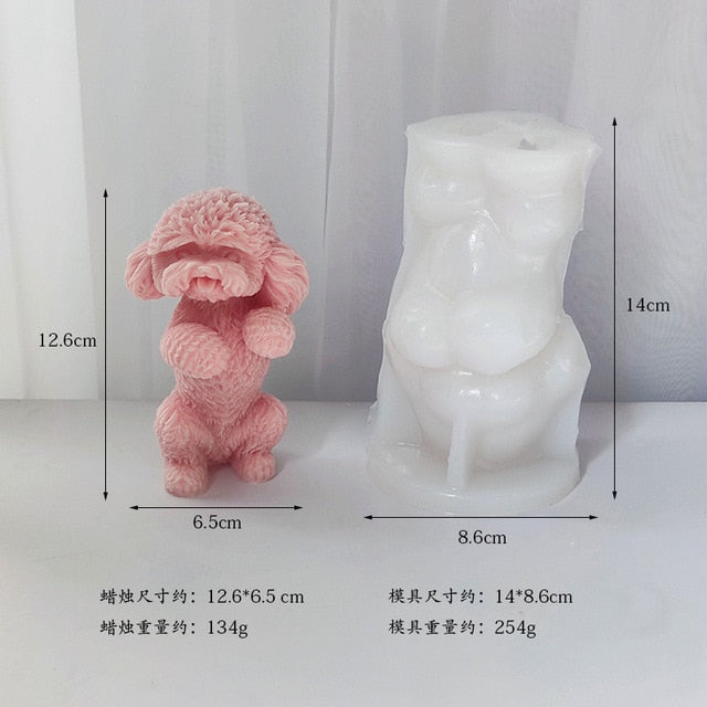 3D большая форма Свеча-кошка, животные, щенки Тедди, соевый воск, силиконовая форма, щенок, собака, любимый, домашний декор, рождественский по