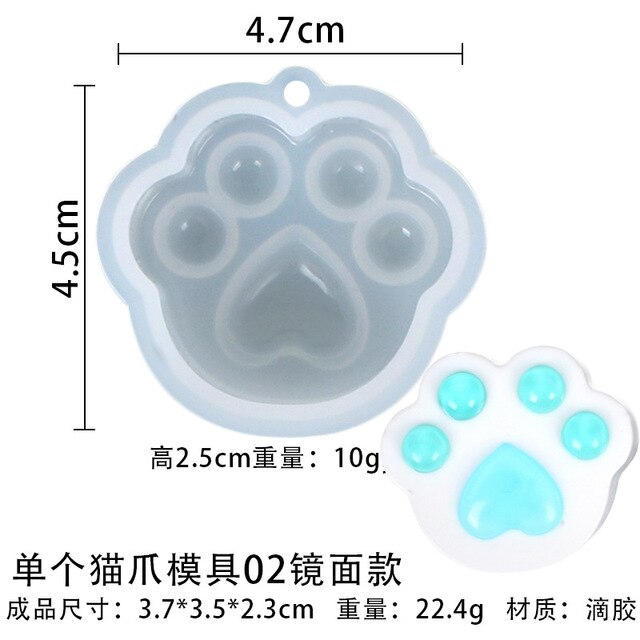 Mini Cat Paw Pendant Silicone Mold Keychain Pendants Epoxy Resin Molds for DIY Epoxy Resin Crafting Mould Jewelry Making Crasfs