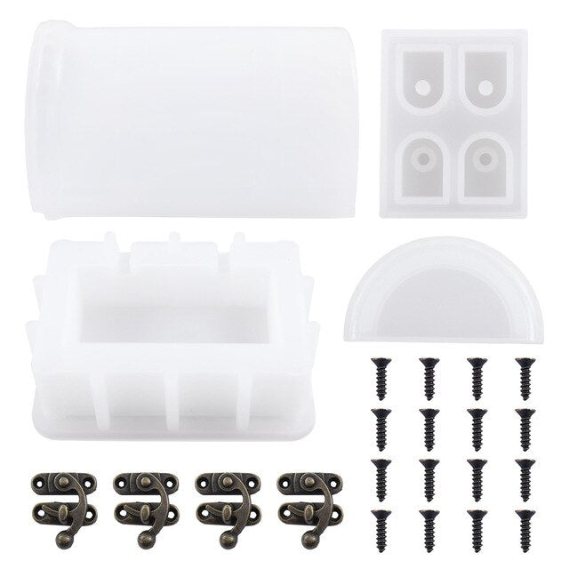 DIY Treasure Chest Silicone Mold Handmade Storage Box Crystal Epoxy Mold Jewelry Dice Storage Box DIY Craft Gift Box Making Tool