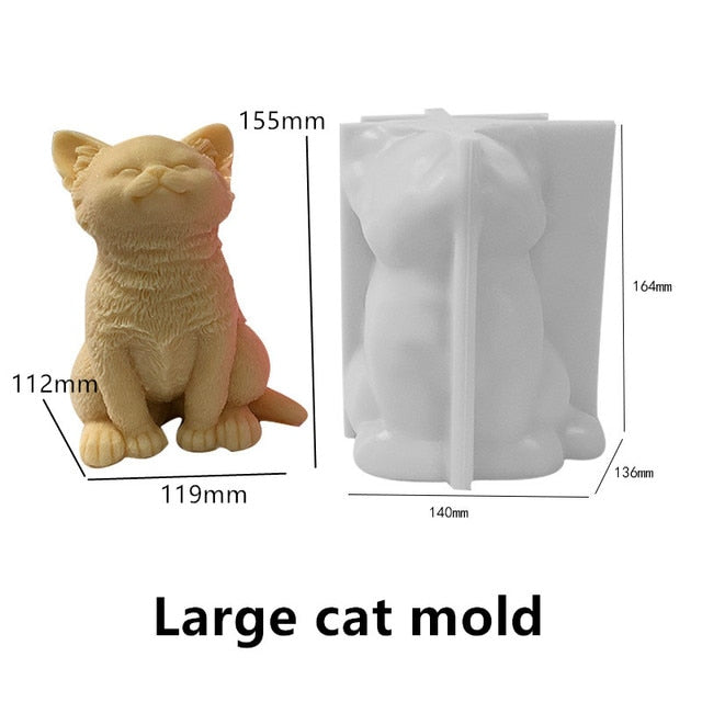 3D большая форма Свеча-кошка, животные, щенки Тедди, соевый воск, силиконовая форма, щенок, собака, любимый, домашний декор, рождественский по