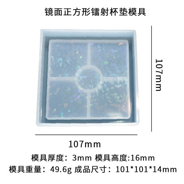 Holographic Light Shadow Coaster Silicone Mold DIY Handmade UV Epoxy Cup Pad Resin Storage Tray Making Supplies Epoxy Resin Mold